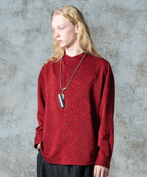 glamb(グラム)の「Glamour Stand Collar Shirt / グラマースタンドカラーシャツ(シャツ/ブラウス・メンズ・レッド/ブラック・S/M/L)」の6枚目の写真