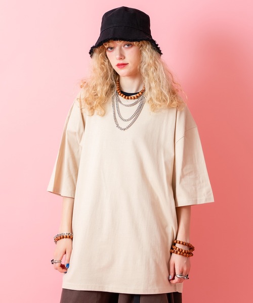 a.p.o.v.(エーピーオービー)の「a.p.o.v. クロスネックオーバーサイズTシャツ(Tシャツ/カットソー・メンズ・ベージュ/ブラック/グレー/ホワイト・ONESIZE)」の4枚目の写真