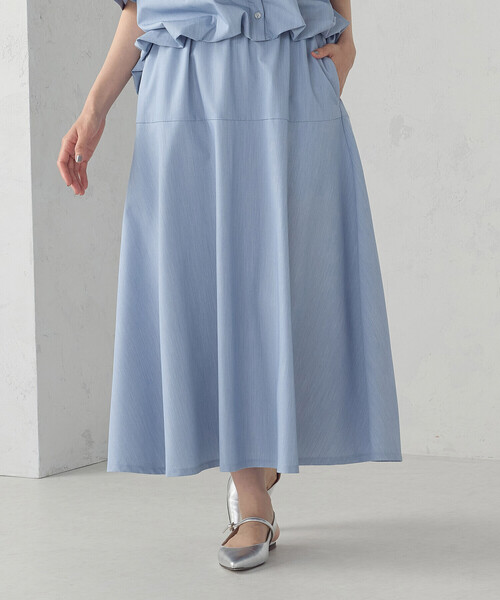 COMME CA ISM(コムサイズム)の「切り替えフレア スカート / セットアップ対応(スカート・レディース・グレー/サックスブルー・FREE)」の1枚目の写真