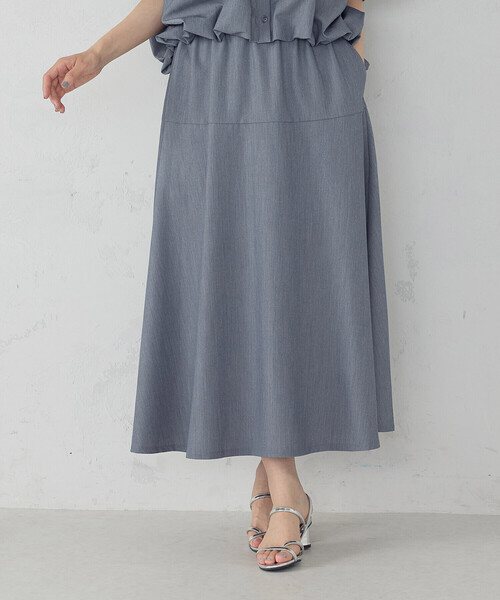 COMME CA ISM(コムサイズム)の「切り替えフレア スカート / セットアップ対応(スカート・レディース・グレー/サックスブルー・FREE)」の6枚目の写真