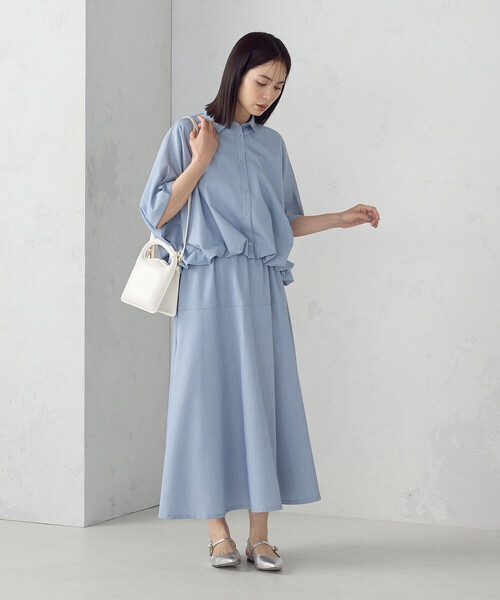 COMME CA ISM(コムサイズム)の「切り替えフレア スカート / セットアップ対応(スカート・レディース・グレー/サックスブルー・FREE)」の9枚目の写真