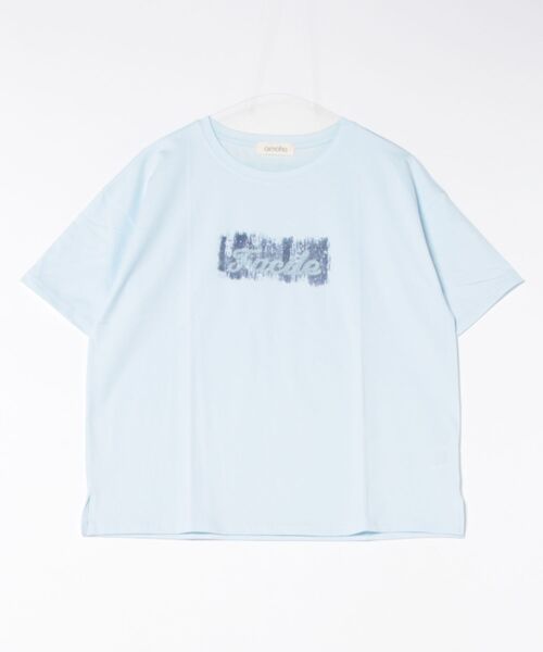 aimoha(アイモハ)の「ロゴプリントゆるTシャツ (SS)(Tシャツ/カットソー・レディース・ブルー/ライトベージュ/ホワイト/ライトグリーン/ライトグレー・FREE)」の22枚目の写真