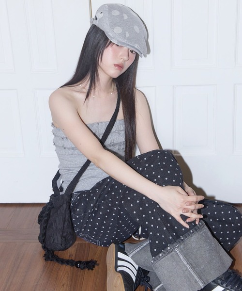 FANCY CLUB(ファンシークラブ)の「FANCY CLUB/ドットハンチングCAP(ハンチング/ベレー帽・レディース・ネイビー/グレー・FREE)」の9枚目の写真