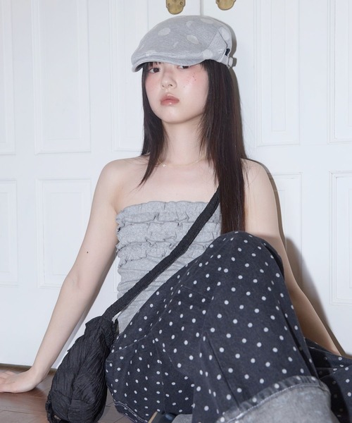 FANCY CLUB(ファンシークラブ)の「FANCY CLUB/ドットハンチングCAP(ハンチング/ベレー帽・レディース・ネイビー/グレー・FREE)」の10枚目の写真
