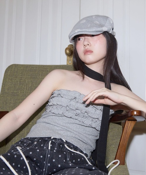 FANCY CLUB(ファンシークラブ)の「FANCY CLUB/ドットハンチングCAP(ハンチング/ベレー帽・レディース・ネイビー/グレー・FREE)」の13枚目の写真