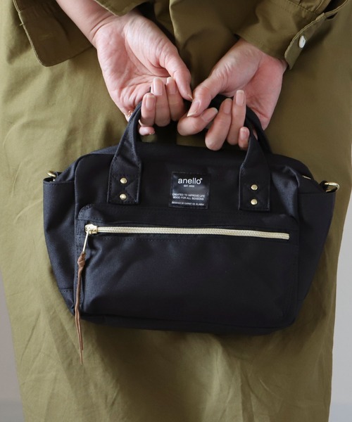 anello(アネロ)の「アネロ anello #AT-C1223 杢調ポリエステルキャンバス2WAYミニボストン(ボストンバッグ・レディース・ベージュ/ミント/ネイビー/ブラック/グレー・FREE)」の7枚目の写真