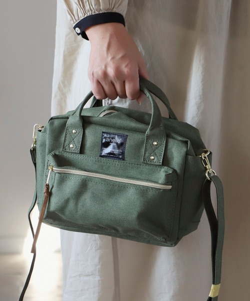 anello(アネロ)の「アネロ anello #AT-C1223 杢調ポリエステルキャンバス2WAYミニボストン(ボストンバッグ・レディース・ベージュ/ミント/ネイビー/ブラック/グレー・FREE)」の8枚目の写真