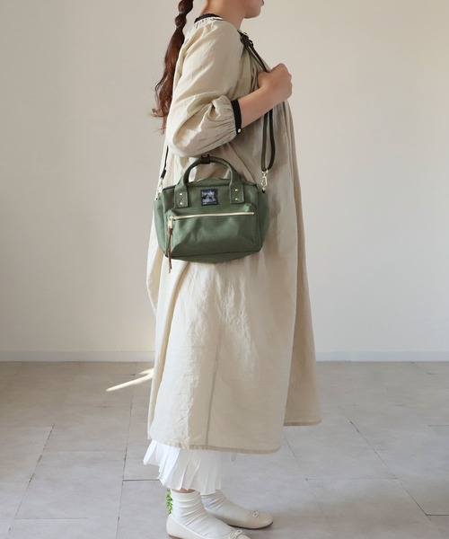 anello(アネロ)の「アネロ anello #AT-C1223 杢調ポリエステルキャンバス2WAYミニボストン(ボストンバッグ・レディース・ベージュ/ミント/ネイビー/ブラック/グレー・FREE)」の9枚目の写真