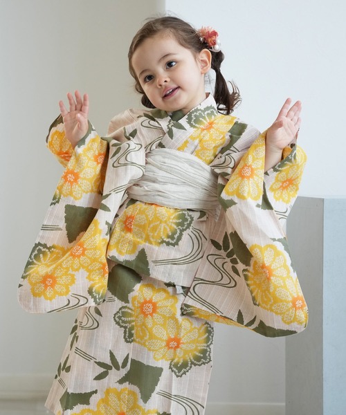utatane日本製 子供浴衣3点セット セール】キッズ浴衣3点セット 女の子 utatane×注染工房 kids