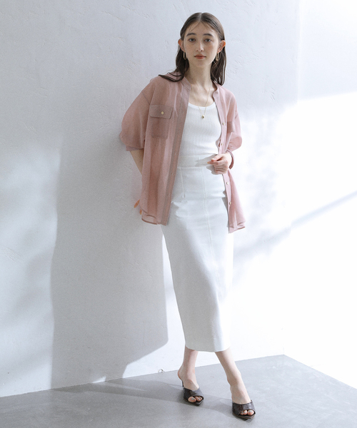 La TOTALITE(ラトータリテ)の「【洗える】シアーポケットシャツ(シャツ/ブラウス・レディース・バーガンディー/ベージュ・FREE)」の7枚目の写真