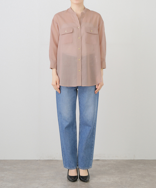 La TOTALITE(ラトータリテ)の「【洗える】シアーポケットシャツ(シャツ/ブラウス・レディース・バーガンディー/ベージュ・FREE)」の11枚目の写真