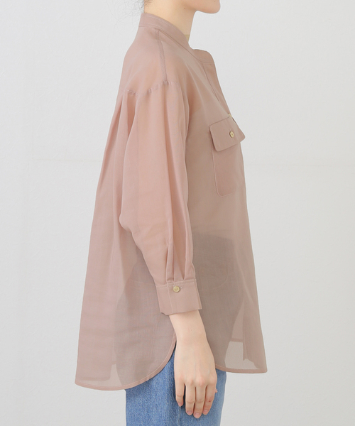 La TOTALITE(ラトータリテ)の「【洗える】シアーポケットシャツ(シャツ/ブラウス・レディース・バーガンディー/ベージュ・FREE)」の15枚目の写真