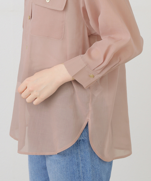 La TOTALITE(ラトータリテ)の「【洗える】シアーポケットシャツ(シャツ/ブラウス・レディース・バーガンディー/ベージュ・FREE)」の17枚目の写真