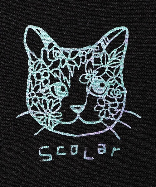 ScoLar（スカラー）の「ScoLar/スカラー　ネコ柄 接触冷感ニットPK（パーカー・レディース・ホワイト/ピンク/ブラック・FREE）」の5枚目の写真