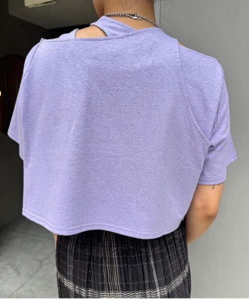 Ameri（アメリ）の「MEDI ASYMMETRY LAYERED TOP（Tシャツ/カットソー・レディース・パープル/ホワイト/ブラック・FREE）」の15枚目の写真