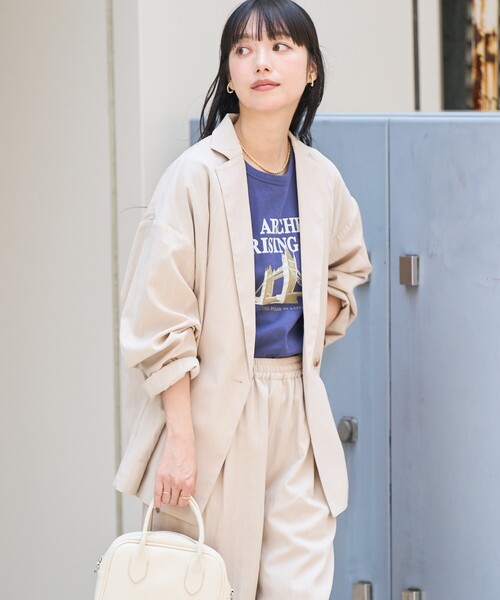 FREAK'S STORE(フリークスストア)の「<接触冷感/マシーンウォッシャブル> SUMMERCOOL シャツジャケット<セットアップ対応>(テーラードジャケット・レディース・ネイビー/ブルー/ベージュ・フリ-)」の2枚目の写真