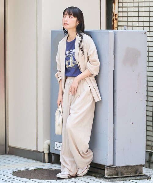 FREAK'S STORE(フリークスストア)の「<接触冷感/マシーンウォッシャブル> SUMMERCOOL シャツジャケット<セットアップ対応>(テーラードジャケット・レディース・ネイビー/ブルー/ベージュ・フリ-)」の9枚目の写真