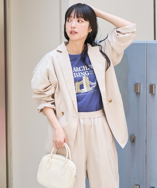 FREAK'S STORE(フリークスストア)の「<接触冷感/マシーンウォッシャブル> SUMMERCOOL シャツジャケット<セットアップ対応>(テーラードジャケット・レディース・ネイビー/ブルー/ベージュ・フリ-)」の10枚目の写真