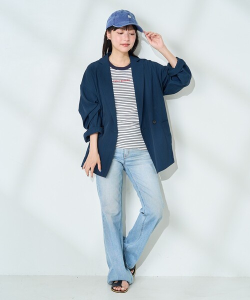 FREAK'S STORE(フリークスストア)の「<接触冷感/マシーンウォッシャブル> SUMMERCOOL シャツジャケット<セットアップ対応>(テーラードジャケット・レディース・ネイビー/ブルー/ベージュ・フリ-)」の15枚目の写真