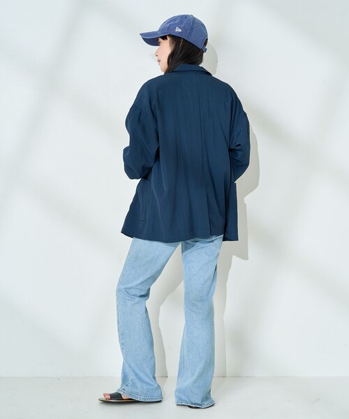 FREAK'S STORE(フリークスストア)の「<接触冷感/マシーンウォッシャブル> SUMMERCOOL シャツジャケット<セットアップ対応>(テーラードジャケット・レディース・ネイビー/ブルー/ベージュ・フリ-)」の18枚目の写真