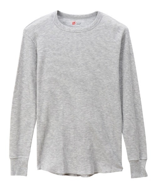 HANES(ヘインズ)の「Hanes/ヘインズ THERMALクルーネックロングスリーブ(Tシャツ/カットソー・メンズ・ブラック/ヘザーグレー/オフホワイト・LL/L/M)」の3枚目の写真