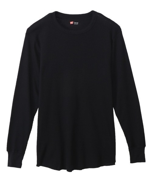 HANES(ヘインズ)の「Hanes/ヘインズ THERMALクルーネックロングスリーブ(Tシャツ/カットソー・メンズ・ブラック/ヘザーグレー/オフホワイト・LL/L/M)」の1枚目の写真