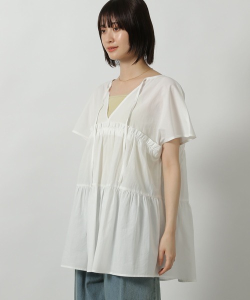 LAKOLE（ラコレ）の「2WAYティアードチュニック / 499371（チュニック・レディース・ブラック/ベージュ/レッド/ブラウン/ホワイト・FREE）」の9枚目の写真