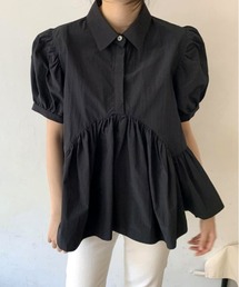 WEGO/ウエスト切り替えパフスリーブシャツトップス/ブラウス