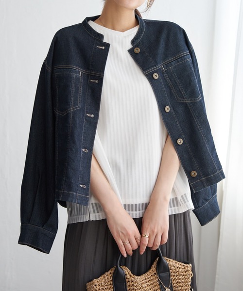 ikka(イッカ)の「【芸能人着用】メッシュデニムブルゾン【親子コーデ】(ブルゾン・レディース・ブルー/ネイビー・M/L/S)」の3枚目の写真