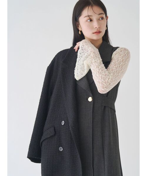 LAGUNAMOON（ラグナムーン）の「2WAYストレッチレーストップス（シャツ/ブラウス・レディース・ブラック/アイボリー/チャコールグレー/ブルー・FREE）」の6枚目の写真