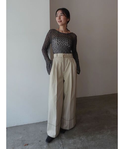 LAGUNAMOON（ラグナムーン）の「2WAYストレッチレーストップス（シャツ/ブラウス・レディース・ブラック/アイボリー/チャコールグレー/ブルー・FREE）」の10枚目の写真