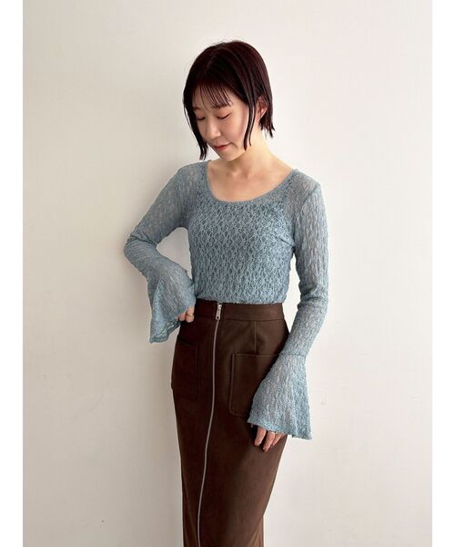 LAGUNAMOON（ラグナムーン）の「2WAYストレッチレーストップス（シャツ/ブラウス・レディース・ブラック/アイボリー/チャコールグレー/ブルー・FREE）」の18枚目の写真