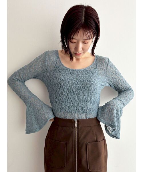 LAGUNAMOON（ラグナムーン）の「2WAYストレッチレーストップス（シャツ/ブラウス・レディース・ブラック/アイボリー/チャコールグレー/ブルー・FREE）」の20枚目の写真