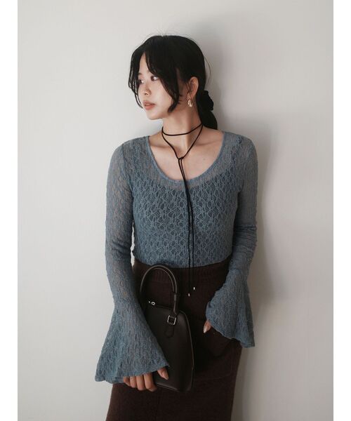 LAGUNAMOON（ラグナムーン）の「2WAYストレッチレーストップス（シャツ/ブラウス・レディース・ブラック/アイボリー/チャコールグレー/ブルー・FREE）」の22枚目の写真