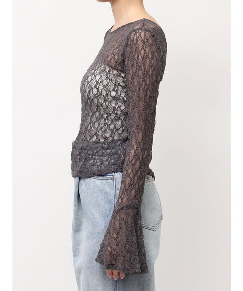 LAGUNAMOON（ラグナムーン）の「2WAYストレッチレーストップス（シャツ/ブラウス・レディース・ブラック/アイボリー/チャコールグレー/ブルー・FREE）」の8枚目の写真