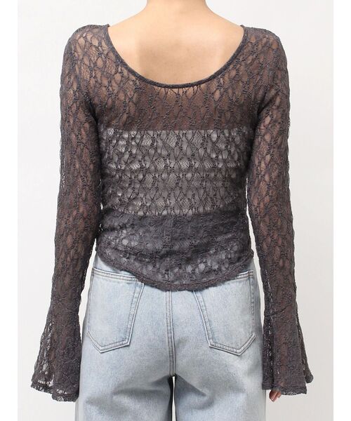 LAGUNAMOON（ラグナムーン）の「2WAYストレッチレーストップス（シャツ/ブラウス・レディース・ブラック/アイボリー/チャコールグレー/ブルー・FREE）」の9枚目の写真