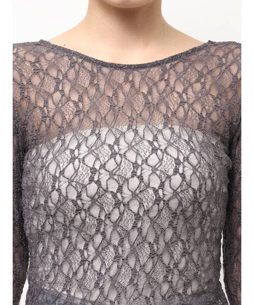 LAGUNAMOON（ラグナムーン）の「2WAYストレッチレーストップス（シャツ/ブラウス・レディース・ブラック/アイボリー/チャコールグレー/ブルー・FREE）」の10枚目の写真