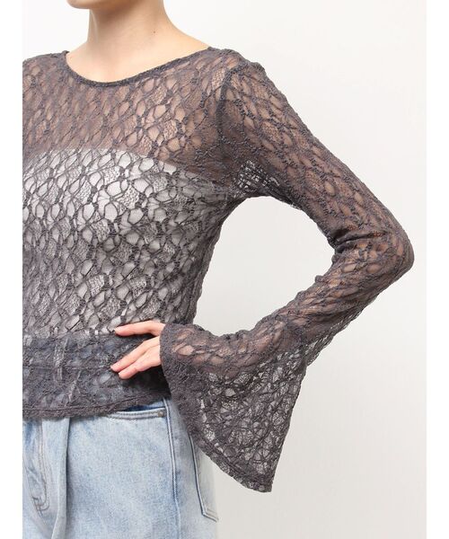 LAGUNAMOON（ラグナムーン）の「2WAYストレッチレーストップス（シャツ/ブラウス・レディース・ブラック/アイボリー/チャコールグレー/ブルー・FREE）」の11枚目の写真