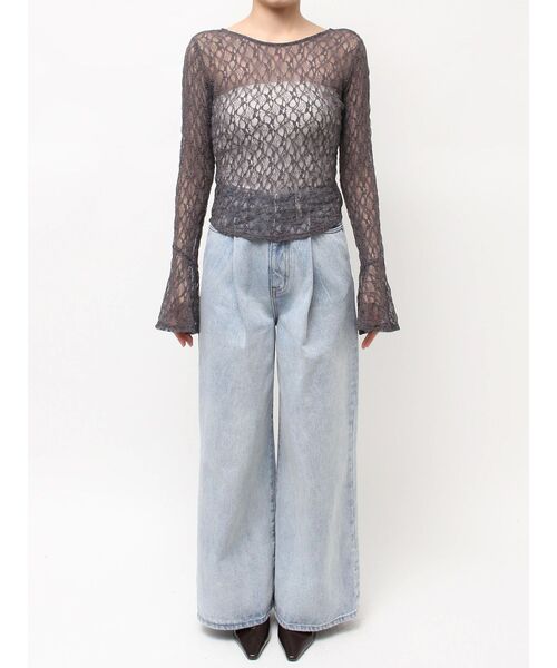 LAGUNAMOON（ラグナムーン）の「2WAYストレッチレーストップス（シャツ/ブラウス・レディース・ブラック/アイボリー/チャコールグレー/ブルー・FREE）」の15枚目の写真