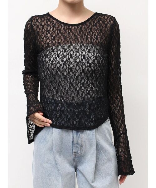 LAGUNAMOON（ラグナムーン）の「2WAYストレッチレーストップス（シャツ/ブラウス・レディース・ブラック/アイボリー/チャコールグレー/ブルー・FREE）」の21枚目の写真