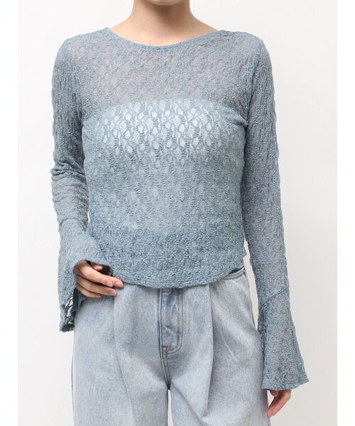 LAGUNAMOON（ラグナムーン）の「2WAYストレッチレーストップス（シャツ/ブラウス・レディース・ブラック/アイボリー/チャコールグレー/ブルー・FREE）」の22枚目の写真