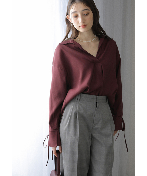 La TOTALITE(ラトータリテ)の「【洗える】スキッパーオータムシャツ(シャツ/ブラウス・レディース・スカイブルー/レッド/ベージュ・FREE)」の16枚目の写真