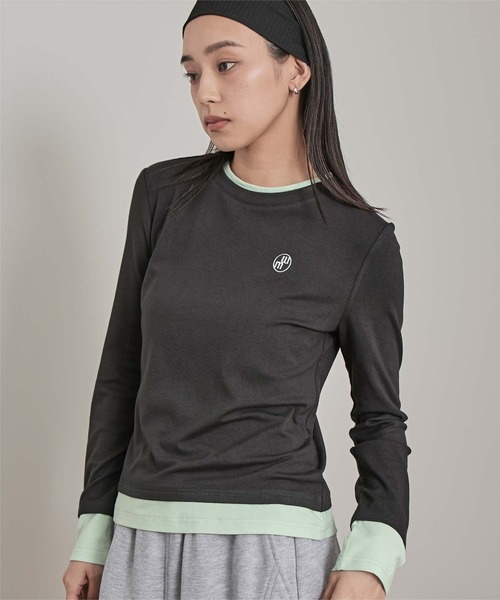 miette(ミエット)の「レイヤード風クルーネックカットソートップス(Tシャツ/カットソー・レディース・ダークブラウン/オートミール/チャコール/ライトイエロー・L/M)」の3枚目の写真