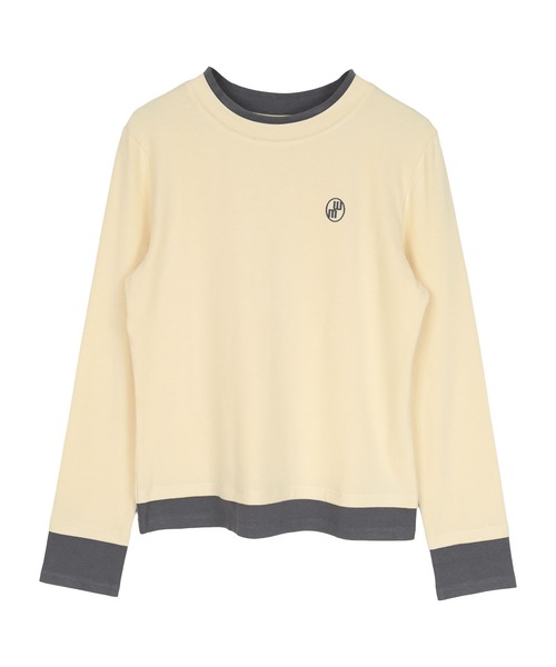 miette(ミエット)の「レイヤード風クルーネックカットソートップス(Tシャツ/カットソー・レディース・ダークブラウン/オートミール/チャコール/ライトイエロー・L/M)」の12枚目の写真