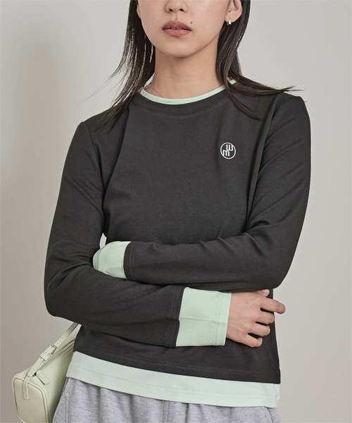 miette(ミエット)の「レイヤード風クルーネックカットソートップス(Tシャツ/カットソー・レディース・ダークブラウン/オートミール/チャコール/ライトイエロー・L/M)」の16枚目の写真