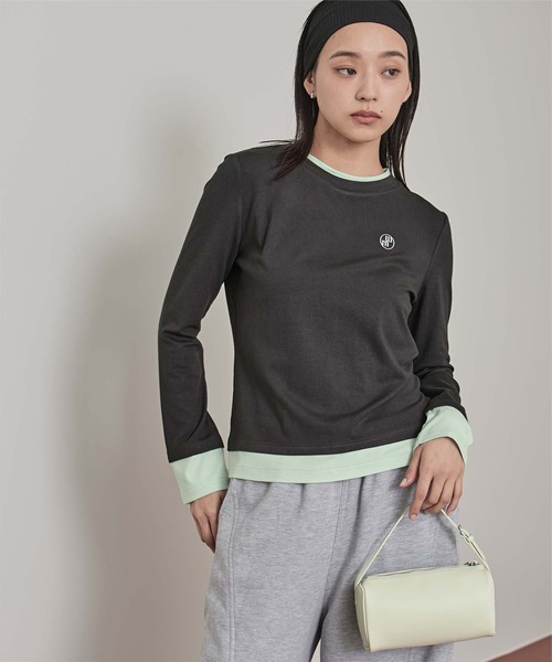 miette(ミエット)の「レイヤード風クルーネックカットソートップス(Tシャツ/カットソー・レディース・ダークブラウン/オートミール/チャコール/ライトイエロー・L/M)」の19枚目の写真