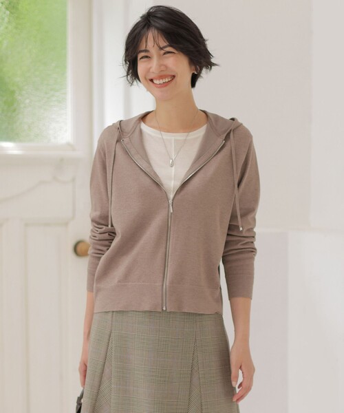 J.PRESS Ladies（J.プレス レディス）の「Vis/Peスパーク ニット パーカー（パーカー・レディース・ダークブラウン系/ライトグレー系/ブラウン系・SMALL）」の3枚目の写真