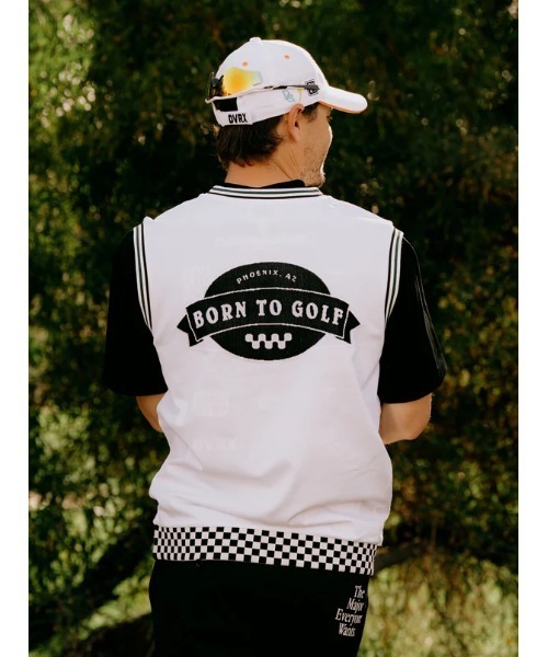 DEVEREUX GOLF(デヴァローゴルフ)の「Born to Golf チェッカーリブニットベスト(ベスト・メンズ・グリーン/ホワイト・SMALL/LARGE/MEDIUM/X-LARGE)」の3枚目の写真