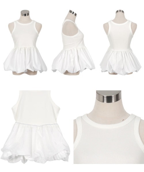 KOBE LETTUCE（コウベレタス）の「バルーンドッキング アメスリリブトップス（タンクトップ・レディース・オフホワイト/ブラック×ホワイト・M）」の8枚目の写真