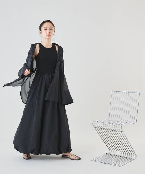 Muscat(マスカット)の「バルーンシルエット タンクワンピース(ワンピース・レディース・ブラック/オフホワイト・F)」の5枚目の写真
